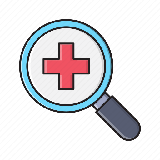 Clinic, glass, medical, positive, search icon - Download on Iconfinder