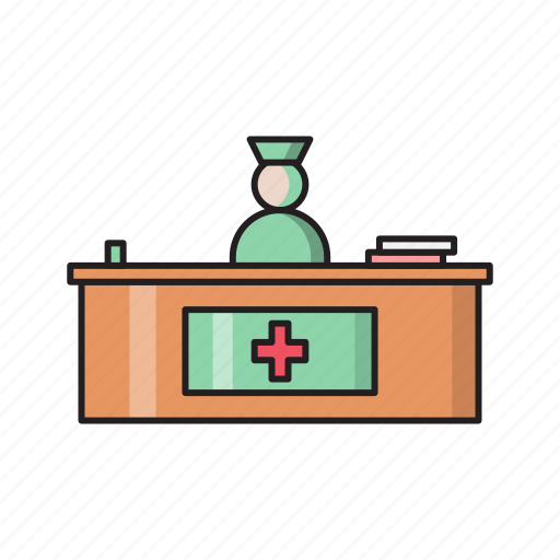 Clinic, hospital, nurse, reception, table icon - Download on Iconfinder