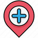 healthcare, location, hospital, medical, pin