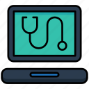 healthcare, online, medical, laptop, stethoscope