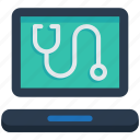 healthcare, online, medical, laptop, stethoscope