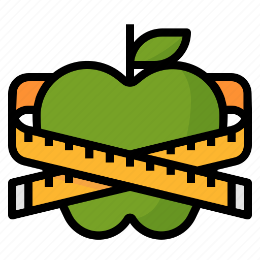 Apple, diet, healthy, measuring, tape icon - Download on Iconfinder