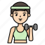 avatar, woman, exercise, gym, trainer, dumbbell, fitness 