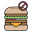 hamburger, no, sign, junk, food, diet 