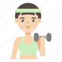 avatar, woman, exercise, gym, trainer, dumbbell, fitness