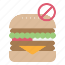 hamburger, no, sign, junk, food, diet