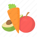 cartoon, food, fruits, healthy, object, vegetables, vegetarian