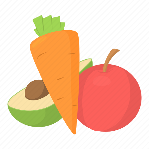 Cartoon, food, fruits, healthy, object, vegetables, vegetarian icon - Download on Iconfinder