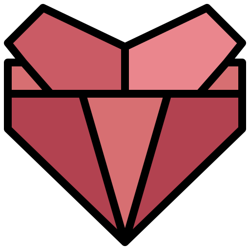 Heart9, love, romance, shape, origami icon - Free download