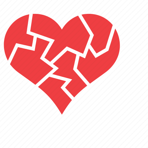 Brittle, broken, heart, love, romance icon - Download on Iconfinder