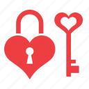 heart, key, love, padlock, romance