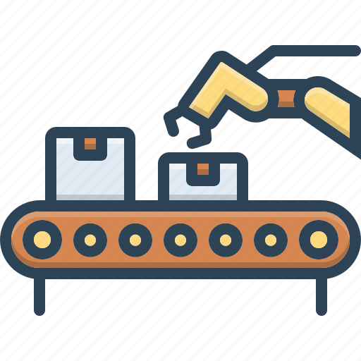 Assembly, automated, belt, cargo, conveyor, logistics, packaging icon - Download on Iconfinder