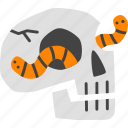 skull, halloween, decorations, party, worm
