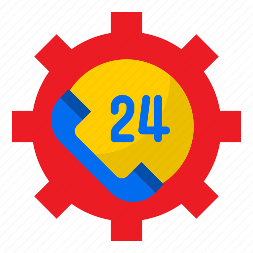 24hr, call, gear, help, support icon - Download on Iconfinder