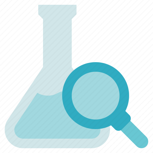Bioengineering, biology, science, medical, flask analysis, laboratory, magnifier icon - Download on Iconfinder