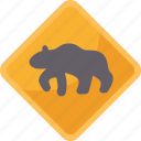beware, sign, bear, dangerous, animal