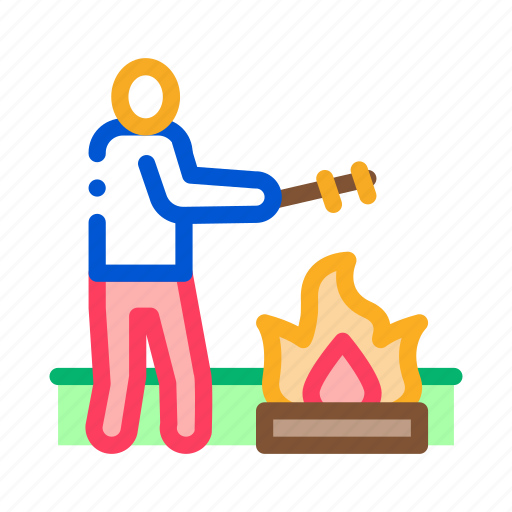 Camp, cooking, extreme, fire, human, linear, tourism icon - Download on Iconfinder