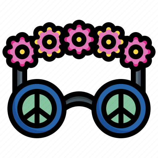 Glasses, funny, hippies, flower, mustache icon - Download on Iconfinder