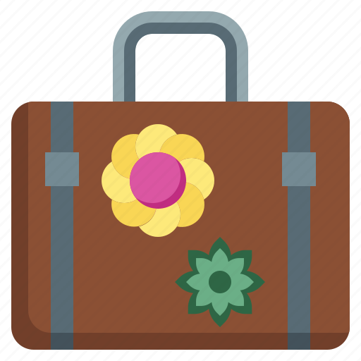Bag, suitcase, hippies, flower, travel icon - Download on Iconfinder