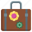 bag, suitcase, hippies, flower, travel 
