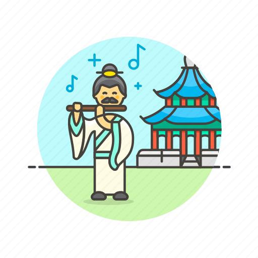 Chinese, flute, history, performer, man, music, instrument icon - Download on Iconfinder