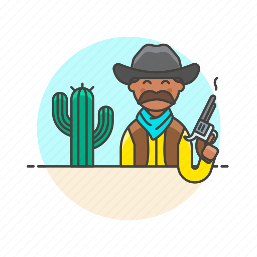 Cowboy, history, cactus, man, west, gun, hat icon - Download on Iconfinder