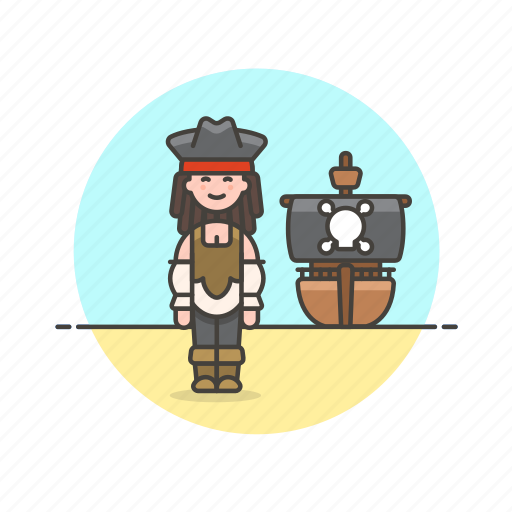 History, pirate, outlaw, ship, woman, hat icon - Download on Iconfinder
