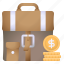briefcase, business, cash, money, coins 