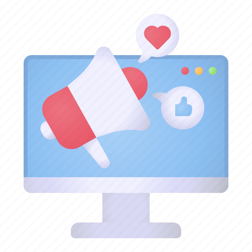 Promotion, love, like, megaphone, monitor icon - Download on Iconfinder