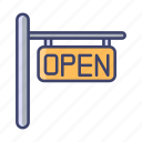 open, board, restaurant, shop, sign