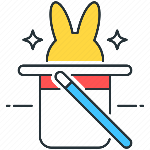 Magic, bunny, magic tricks, top hat, wand icon - Download on Iconfinder