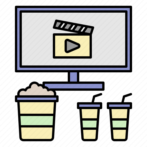 Movie, home, theater, tv, hobby, popcorn, drink icon - Download on Iconfinder
