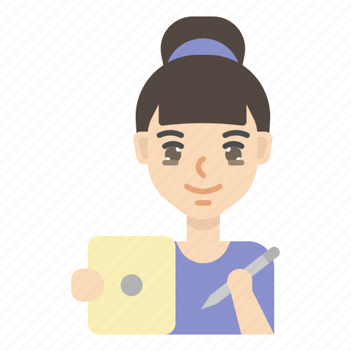Avatar, ipad, woman, girl, pen, hobby icon - Download on Iconfinder