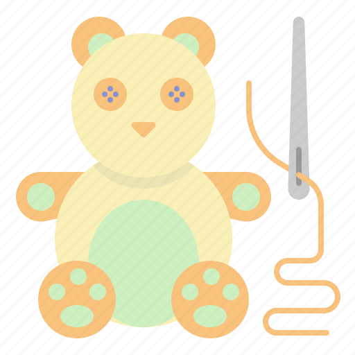 Teddy, bear, sewing, needle, thread, doll, hobby icon - Download on Iconfinder