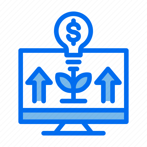 Computer, desktop, direction, grow, money, plant, up icon - Download on Iconfinder