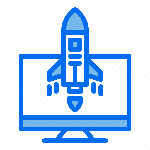 Computer, desktop, online, rocket, space, startup icon - Download on Iconfinder