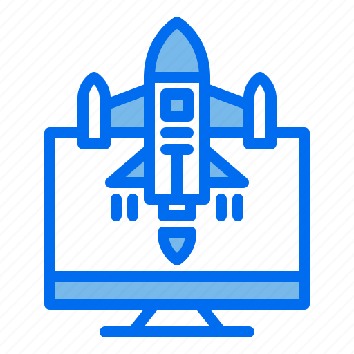 Computer, desktop, online, rocket, spaceship, startup icon - Download on Iconfinder
