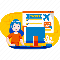 holiday, illustration, ticketing, ticket, travel, online, computer 