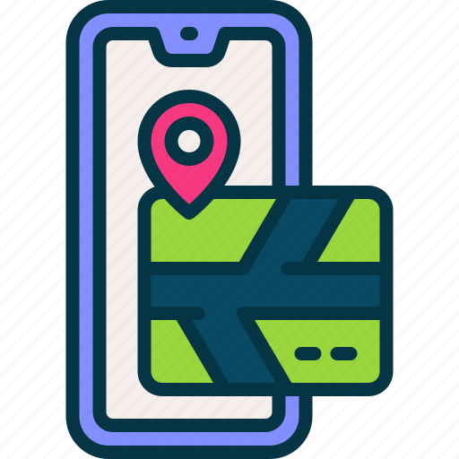 Map, smartphone, pin, location, direction icon - Download on Iconfinder