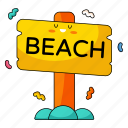beach, sign, sun, direction, signaling, panel