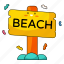 beach, sign, sun, direction, signaling, panel 
