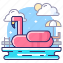 flamingo, float, party, pool