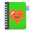agenda, book, booklet, heart, notes