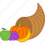 abundance, basket, cornucopia, harvest, horn, plenty, thanksgiving 