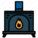 chimney, fireplace, living, room, warm, winter