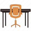 chair, office chair, seat, table, work table