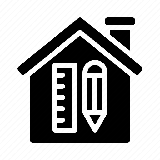 House, renovation, ruler, pencil, home icon - Download on Iconfinder