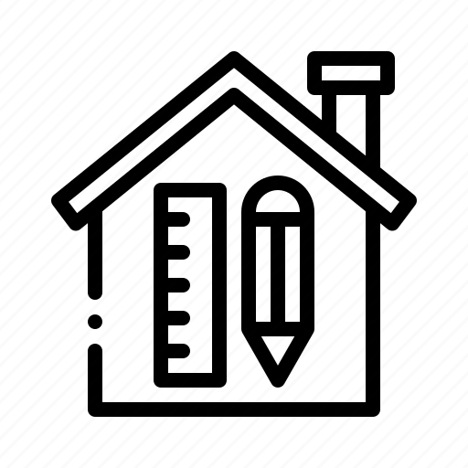 House, renovation, ruler, pencil, home icon - Download on Iconfinder