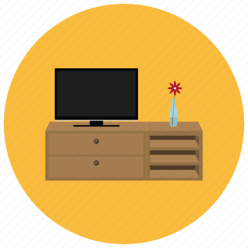 Cabinet, flower, home, table, television, entertainment, flat screen icon - Download on Iconfinder