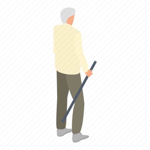 Cartoon, family, isometric, man, senior, stick, walking icon - Download on Iconfinder